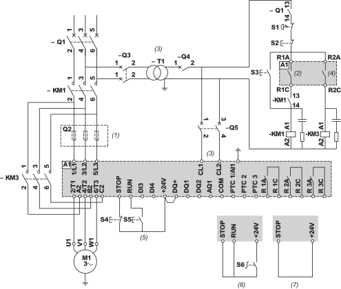 Sơ đồ sử dụng contactor bypass ATS480